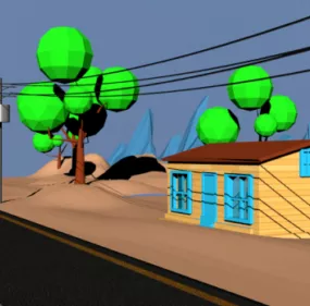 House With Tree Lowpoly 3d model