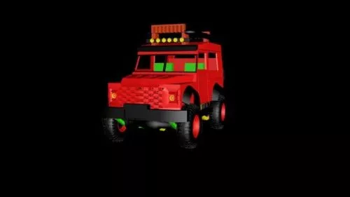 Fire Jeep Car 3d model