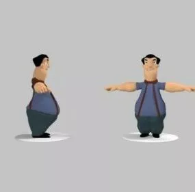 Fat Man Cartoon Character V2 3d model