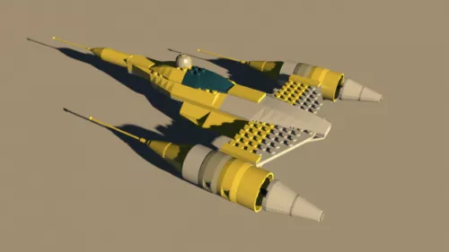 Futuristic Spacecraft With Andromeda Planet 3d model