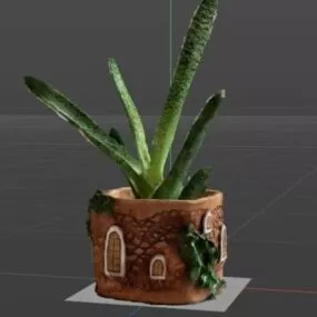 Little plant in decorative pot 3d model
