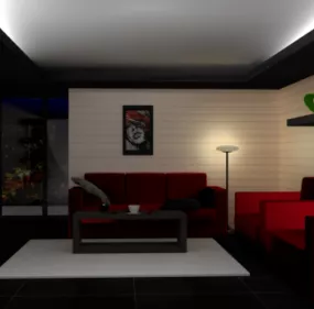 Living Room In Night Lighting 3d model