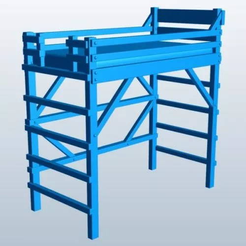 Loft Bed Wooden 3d model Loft Bed Wooden 3d model