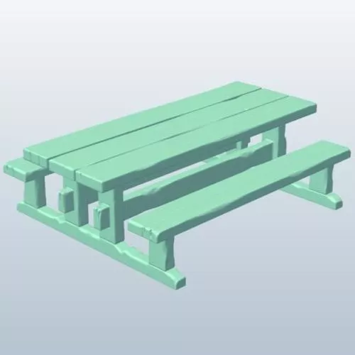 Wooden Long Table With Chair 3d model Wooden Long Table With Chair 3d model