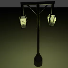 Lowpoly Lantern Street Lamp 3d model