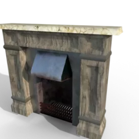 Lowpoly Stone Fireplace 3d model