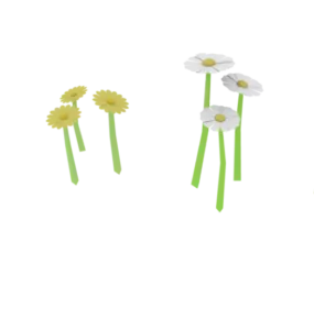 Lowpoly Yellow Flowers 3d model