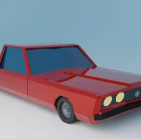 Lowpoly Red Pickup Car 3d model