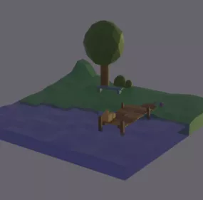 Lowpoly Cartoon Landscape Scene 3d model