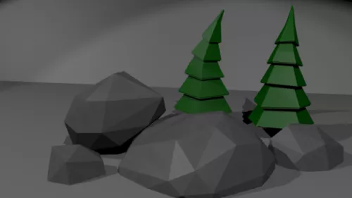 Lowpoly Rock Tree Scene 3d model Lowpoly Rock Tree Scene 3d model
