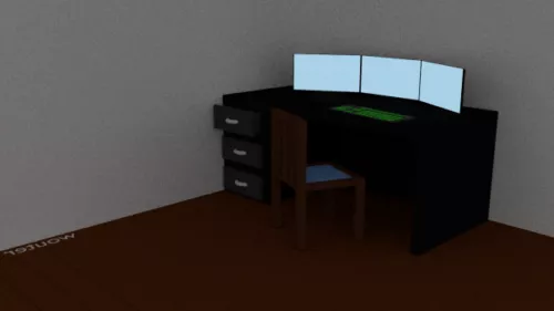 Lowpoly Desk With Pc 3d model Lowpoly Desk With Pc 3d model