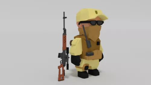 Chinese Soldier In Uniform 3d model
