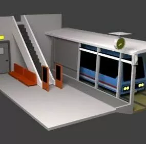 Train Station Lowpoly 3d model