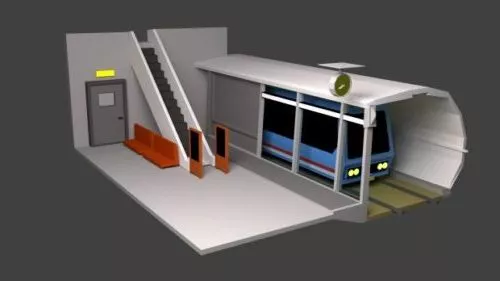Train Station Lowpoly 3d model Train Station Lowpoly 3d model