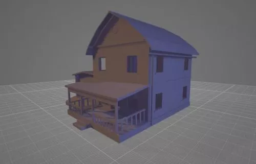 Detached House With Garage 3d model