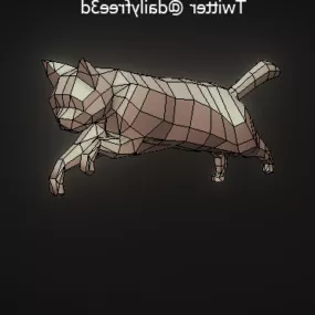 Lowpoly Cat Rigged Animated 3d model
