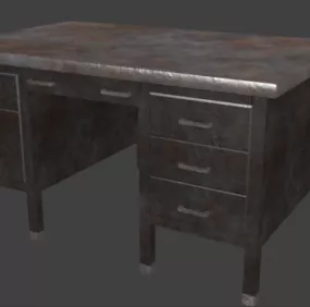 Old Rusty Metal Desk 3d model