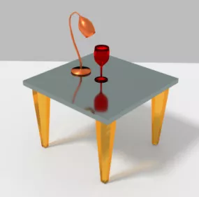 Modern Table With Lamp 3d model