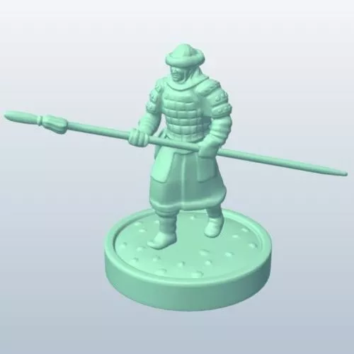 Mongolian Warrior With Long Spear 3d model Mongolian Warrior With Long Spear 3d model