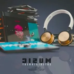 Music Headphones With Discs 3d model