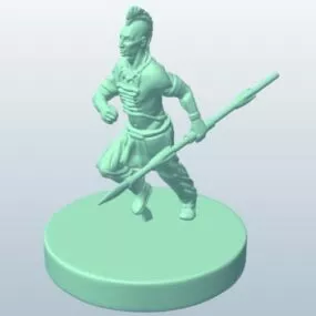 Native American Warrior With Spear Weapon 3d model