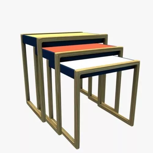Rectangular Table Zigzag Leg 3d model
