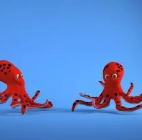 Octopus Cartoon Character 3d model
