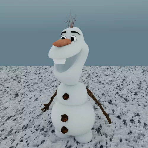 Christmas Character Snowman With Hat 3d model