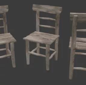 Old Wood Chair 3d model