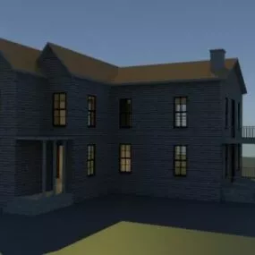 Wooden Two Floors House 3d model