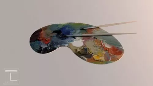 Chinese Three Painting With Text 3d model