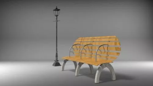 Park Bench With Street Lamp 3d model Park Bench With Street Lamp 3d model