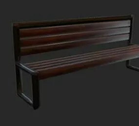 City Wooden Park Bench 3d model