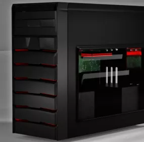 Black Red Pc Gaming Case 3d model
