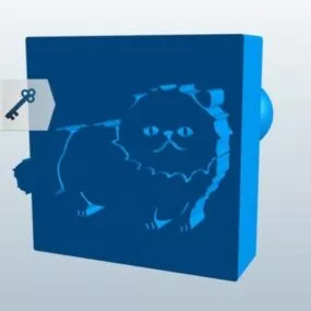 Cat On Panel Shape 3d model