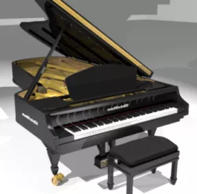 Black Grand Piano Instrument 3d model