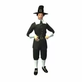 Pilgrim Male Medieval Character 3d model