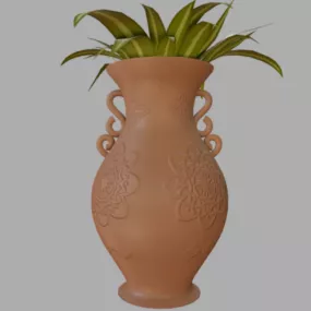 Plant In Terracotta Vase 3d model