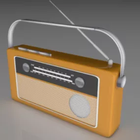 Yellow Vintage Radio 3d model