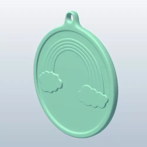 Medal Rainbow With Clouds 3d model Medal Rainbow With Clouds 3d model