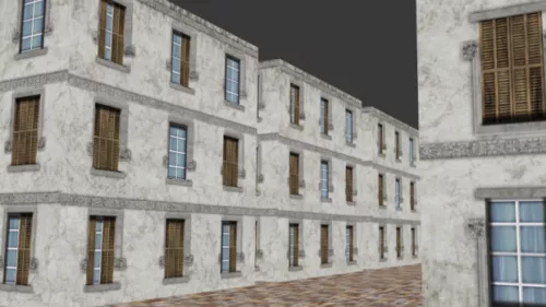 Black Colonial City Building 3d model