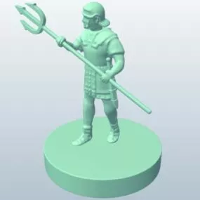 Ancient Roman Soldier With Trident Weapon 3d model