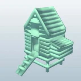 Rustic Style Small Chicken Coop 3d model