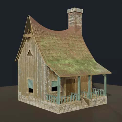 Small Log Cabin Building 3d model