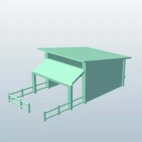 Rustic Small Horse Stable Building 3d model