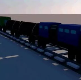 Vintage Train On Rail 3d model