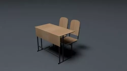 School Table With Chairs 3d model School Table With Chairs 3d model