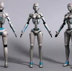 Female Robot Rigged 3d model