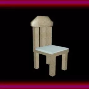 Simple Chair White Wood 3d model