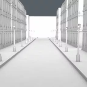 Simple Street Scene 3d model
